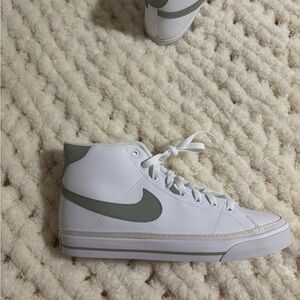 White and Green Nike Blazers